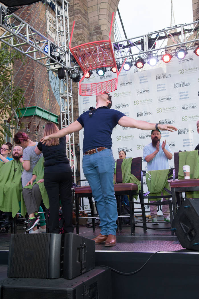 Jeff Civillico takes performs during St. Baldrick's Day at New York-New York on Saturday, March ...