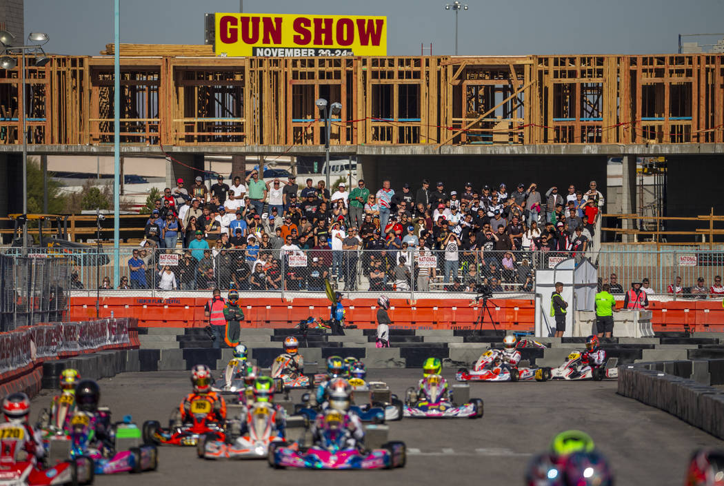 Fans watch the X30 Junior race during the SKUSA SuperNationals at the Rio on Sunday, Nov. 24, 2 ...