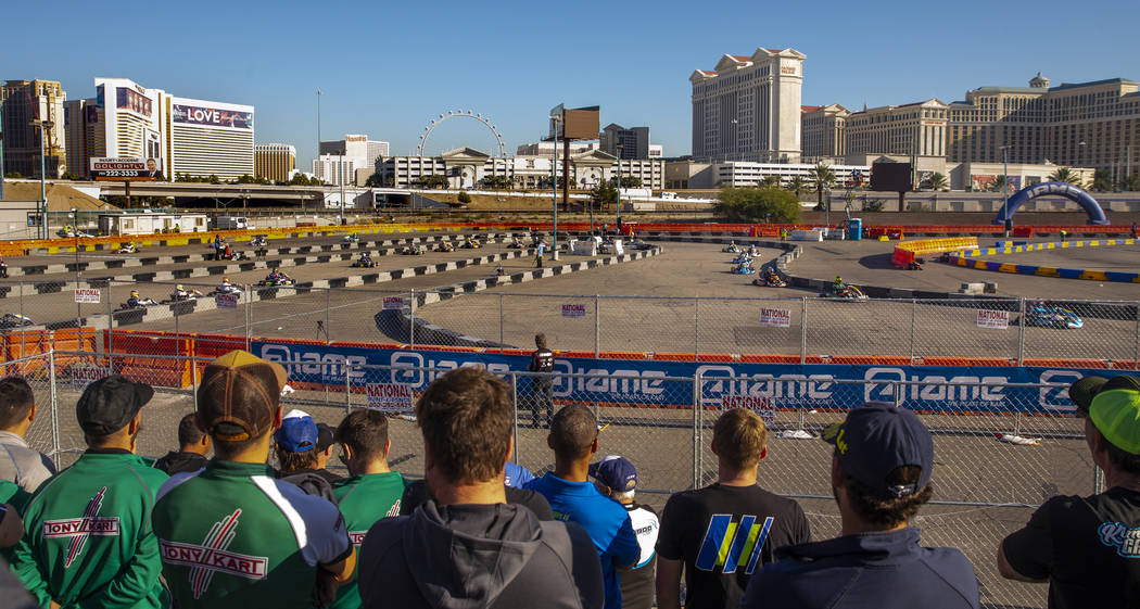Fans watch the X30 Master race during the SKUSA SuperNationals at the Rio on Sunday, Nov. 24, 2 ...