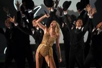 Taylor Swift, winner of the artist of the decade award, performs a medley at the American Music ...