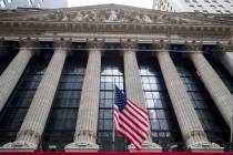 In a Nov. 20, 2018, file photo, a U.S. flag flies outside New York Stock Exchange. Stocks fel ...