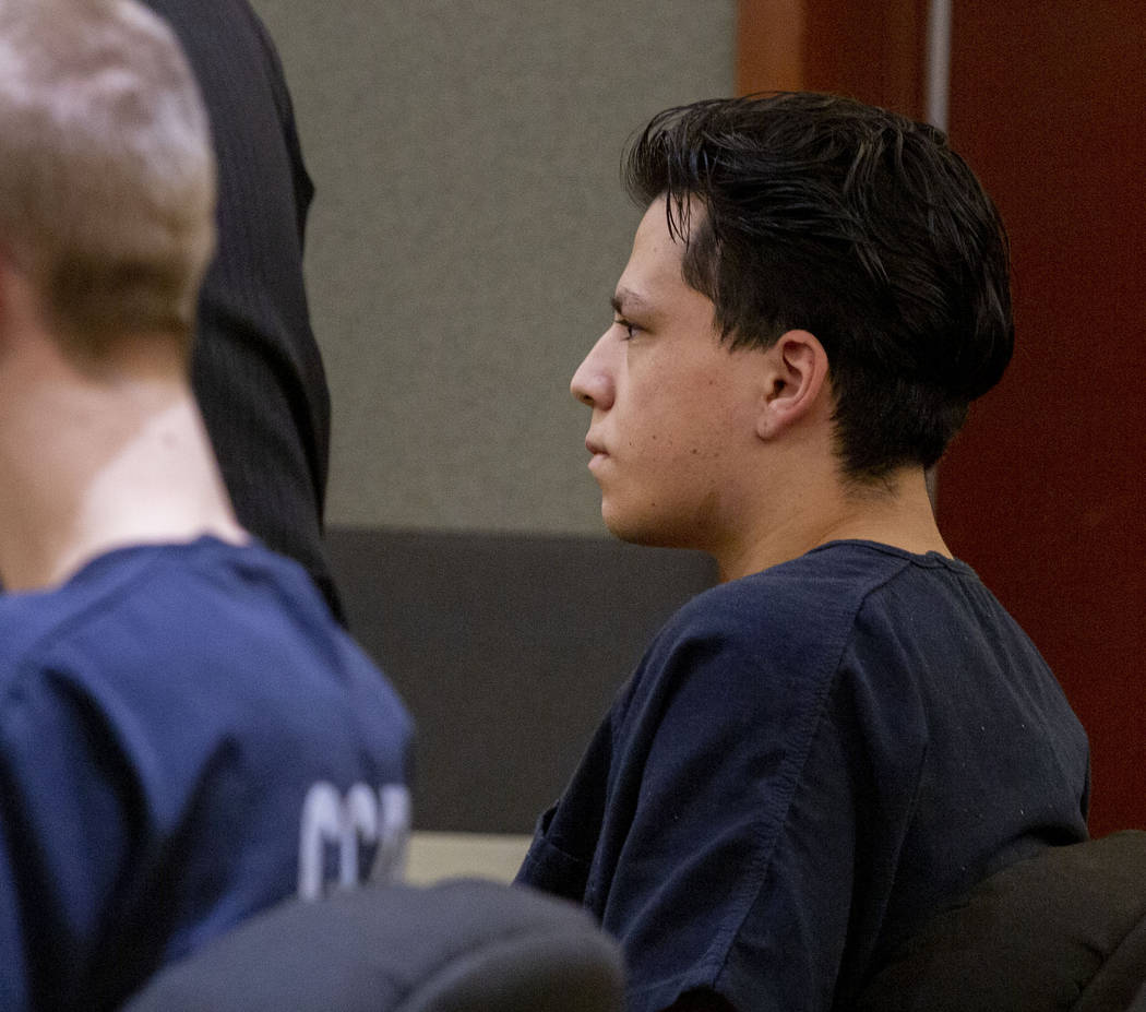 Jaiden Caruso appears during a hearing for a new trial at the Regional Justice Center in Las Ve ...