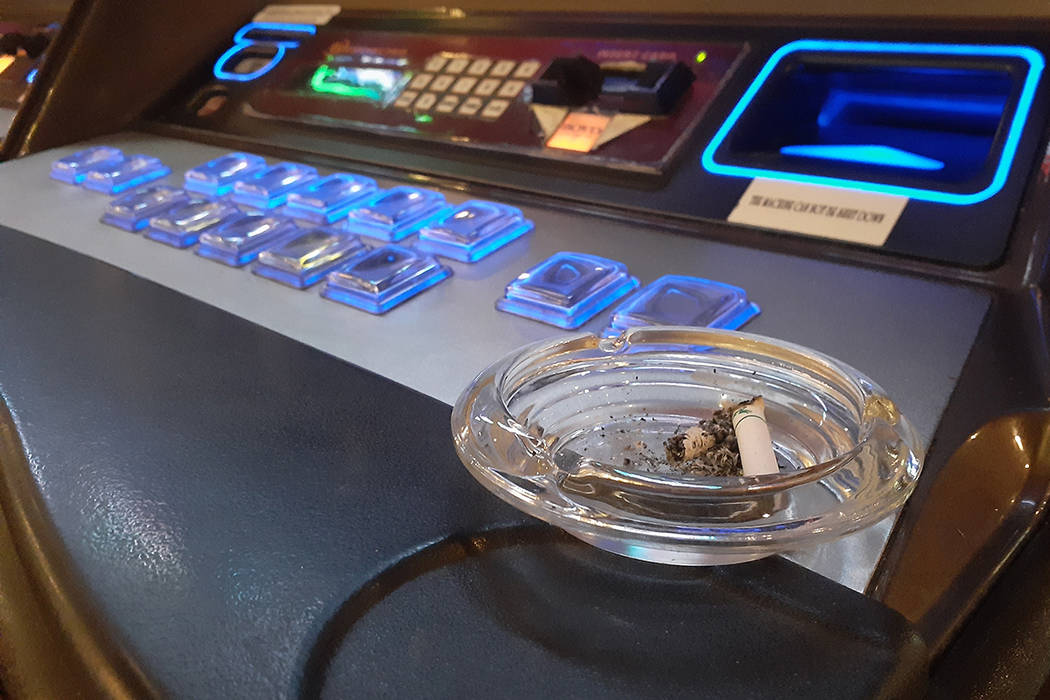 An ashtray doing its duty Monday, Nov. 25, 2019, at Main Street Station in Las Vegas. (Tony Gar ...