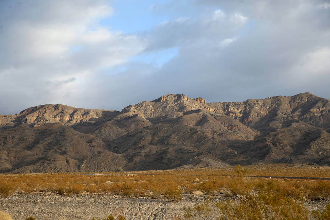 Gass Peak, right, is seen from the Clark County Shooting Complex range, Wednesday, Nov. 27, 201 ...
