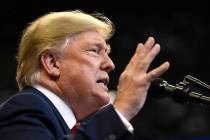 President Donald Trump speaks at a campaign rally in Sunrise, Fla., Tuesday, Nov. 26, 2019. (AP ...