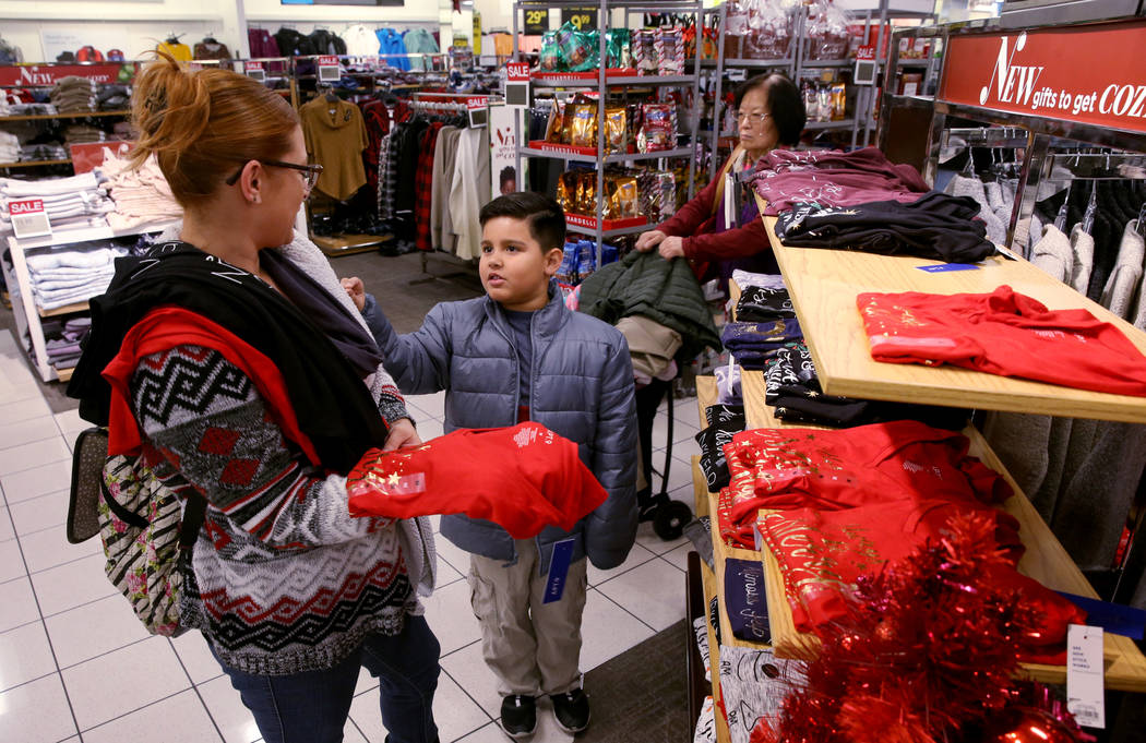 Jennifer Salinas and her son John Salinas shop at Kohl's at 8671 W. Charleston Blvd. in Las Veg ...