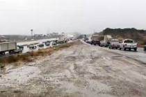 Traffic slows to a crawl on Interstate 15 at the top of Cajon Pass in Southern California on We ...