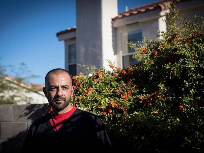 Joe Jaffer in the backyard of his home in Las Vegas, Thursday, Nov. 7, 2019. Jaffer's family le ...