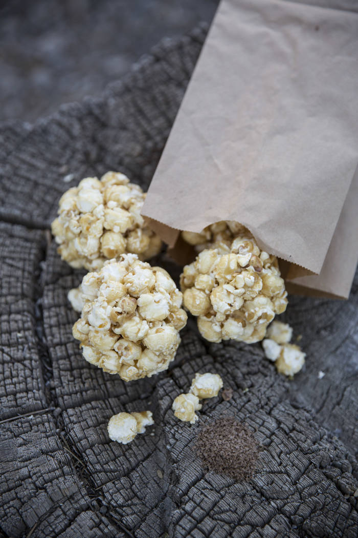 Smoked salted caramel popcorn balls. (The Curious Confectionery)