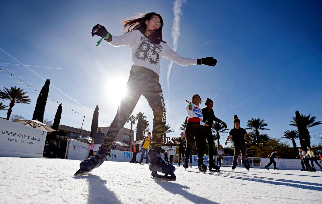 Diamond Wills, 17, skates at the Winter's Village Ice Skating Experience at Green Valley Ranch ...