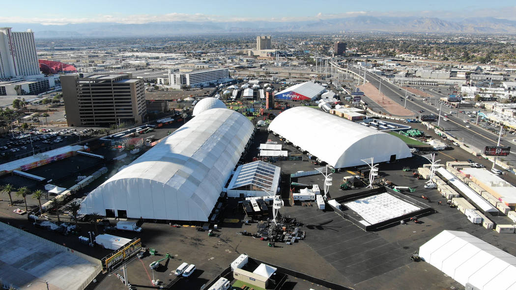 Aerial view of the Las Vegas Festival Grounds at the corner of Sahara and Las Vegas Boulevard i ...