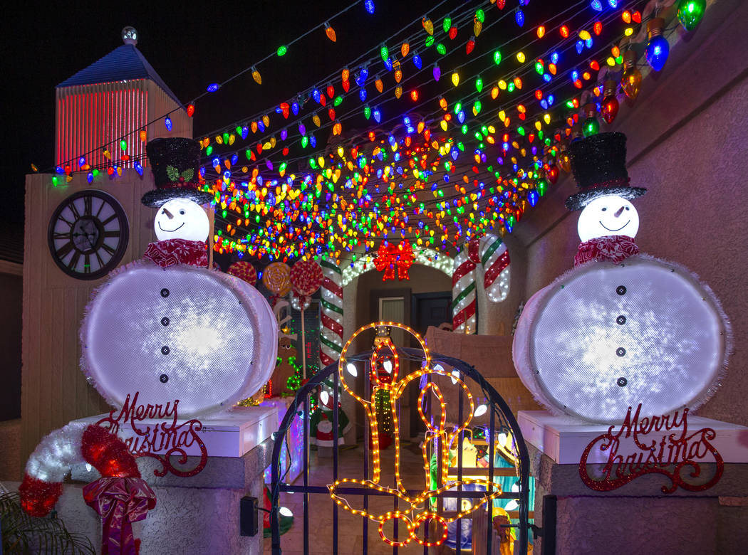 Holiday lights in the yard of Maria Acosta and Juan Torres which will be featured on ABC's Grea ...