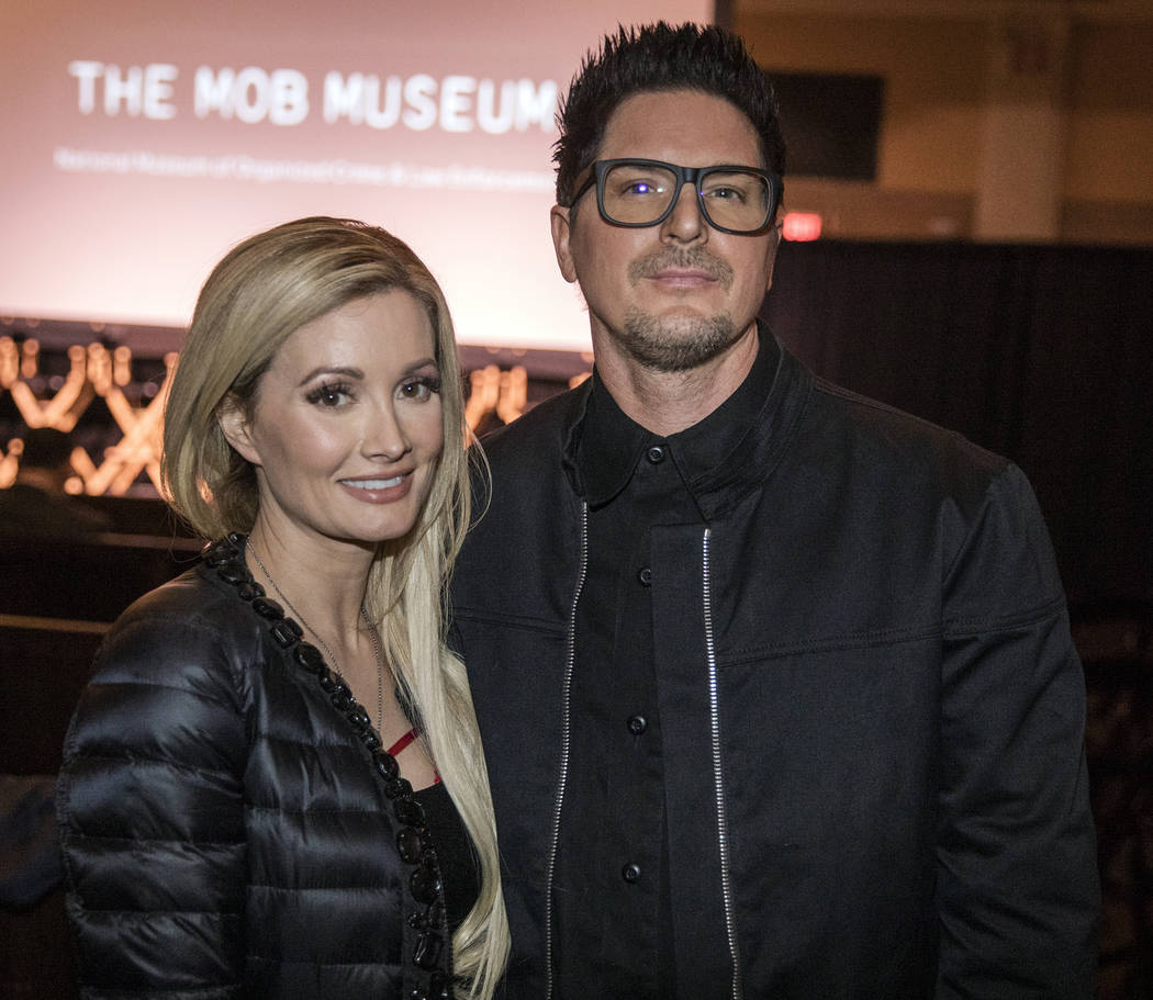 Holly Madison and Zak Bagans are shown at the premiere of "Mob Town" at the Mob Museum on Satur ...