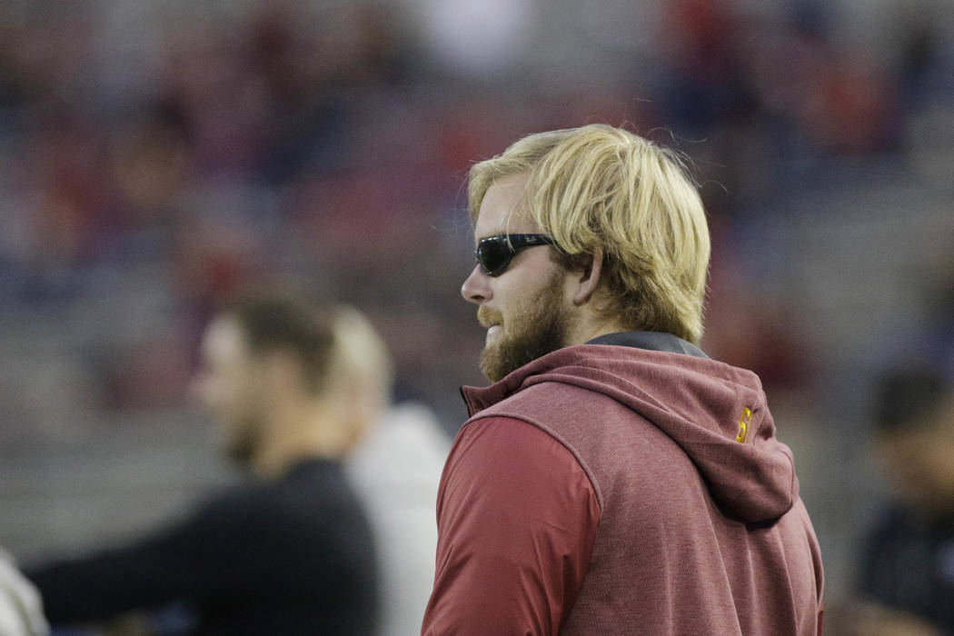 Southern California long snapper Jake Olson, who is blind form a rare form of retinal cancer, s ...