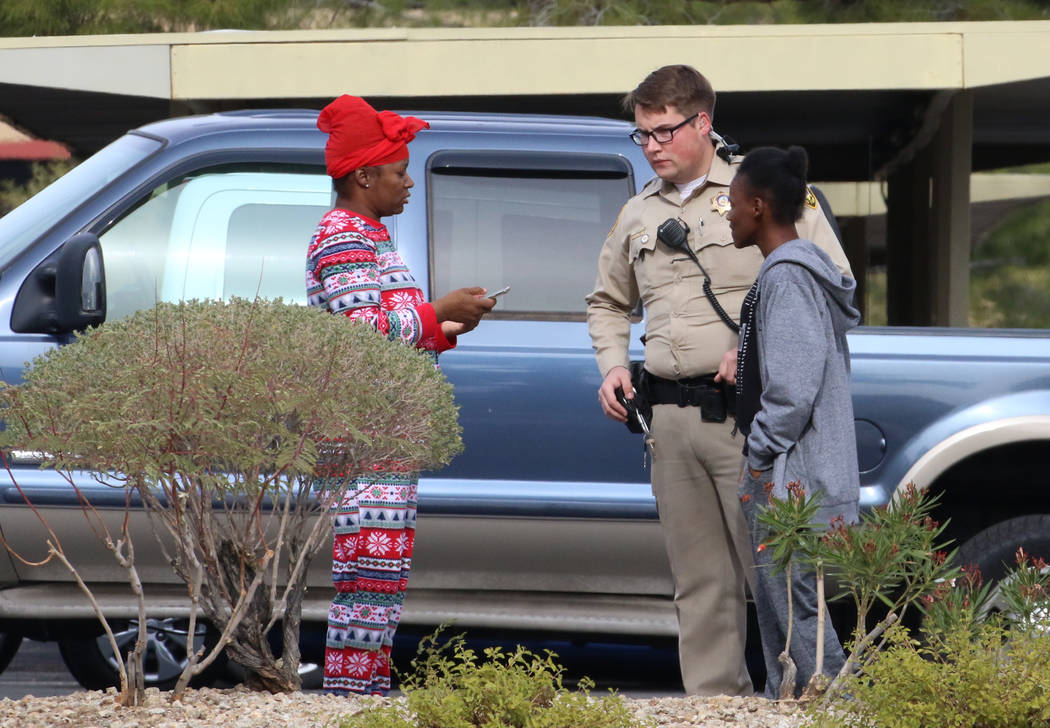 Las Vegas police are investigating after a person was struck multiple times in a shooting at th ...
