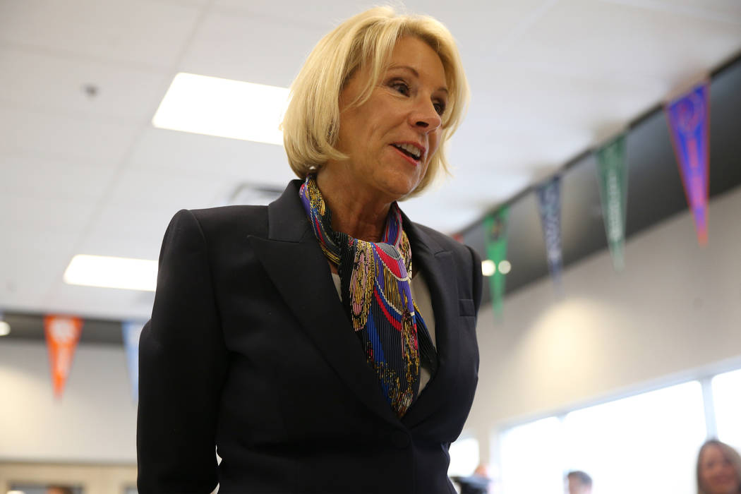 Secretary of Education Betsy DeVos speaks to students at Pinecrest Academyճ Cadence campu ...