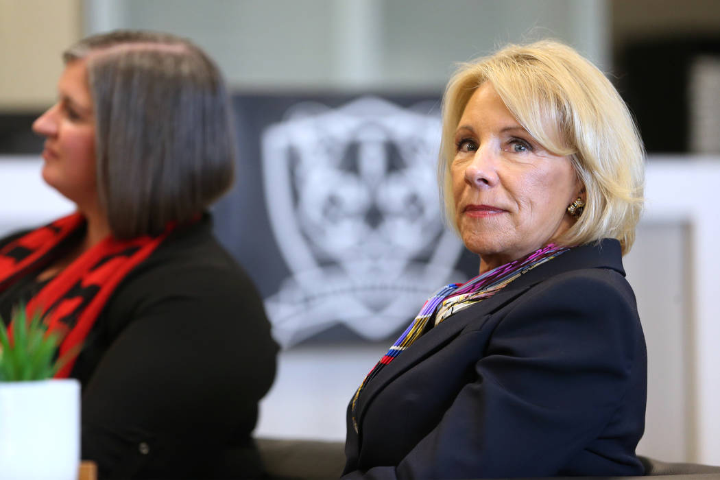 Secretary of Education Betsy DeVos is seen during a visit to Pinecrest Academyճ Cadence c ...