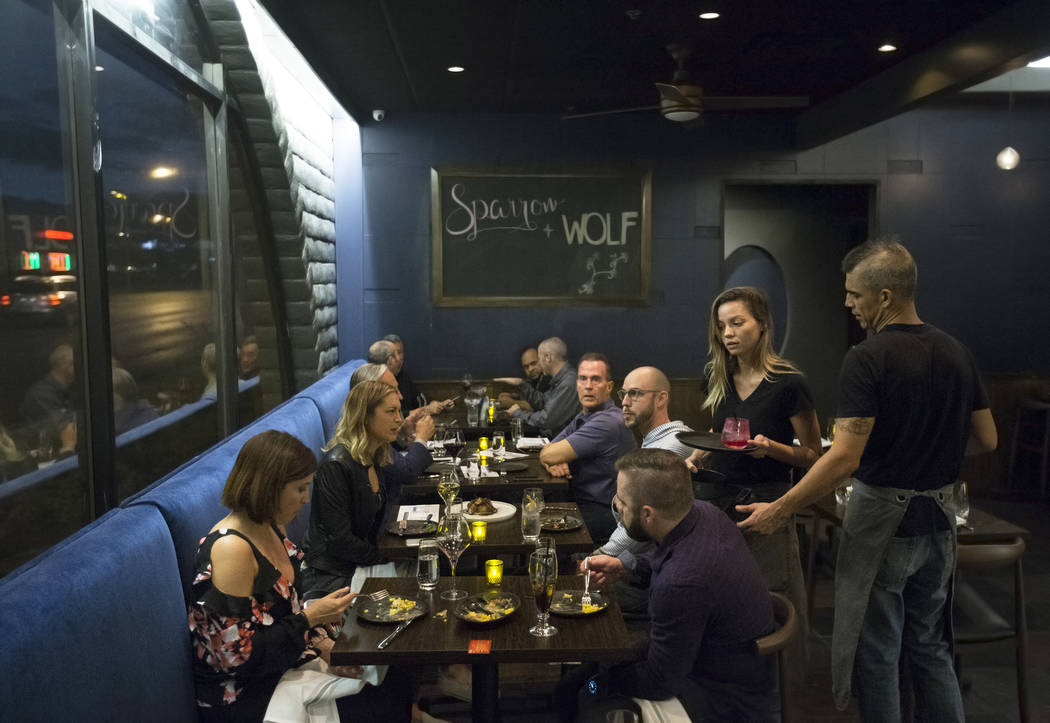 Guests enjoy dinner at Sparrow + Wolf on Thursday, Nov. 2, 2017, in Las Vegas. (Benjamin Hager/ ...