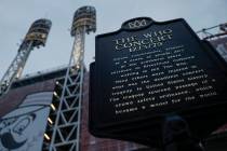 In this Wednesday, Nov. 20, 2019 photo, a memorial plaque for eleven concertgoers killed at a 1 ...