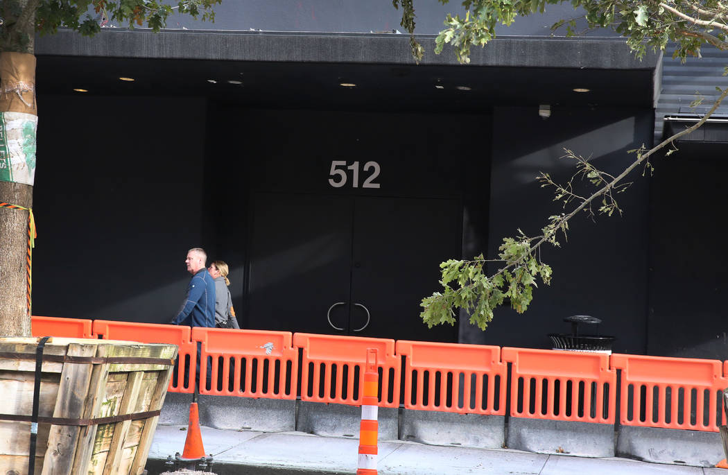 Pedestrians walk past a nightclub, previously known as Red, at 512 Fremont Street on Tuesday, D ...