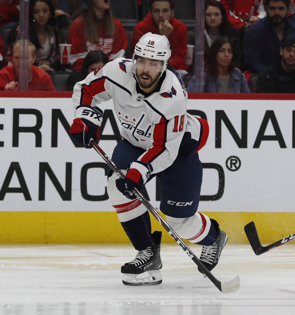 Washington Capitals center Chandler Stephenson skates during the third period of an NHL hockey ...