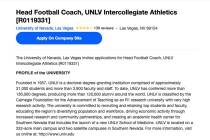 UNLV has posted a job listing to fill Tony Sanchez's position as head football coach. (Indeed)