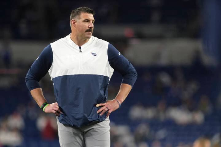 Tennessee Titans head coach Mike Vrabel before an NFL football game against the Indianapolis Co ...