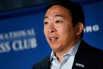 Andrew Yang speaks to the National Press Club in Washington. (AP Photo/Jacquelyn Martin)