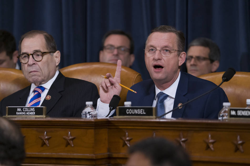 Rep. Doug Collins, R-Ga., the ranking member of the House Judiciary Committee, joined at left b ...
