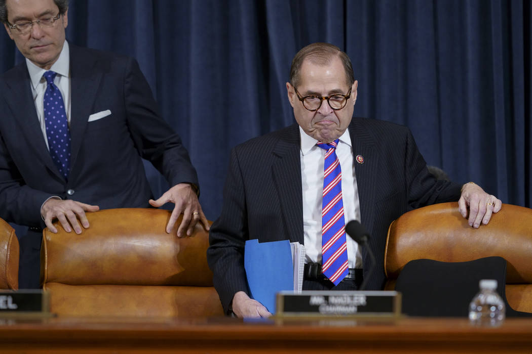 House Judiciary Committee Chairman Rep. Jerrold Nadler, D-N.Y., joined at left by Democratic co ...