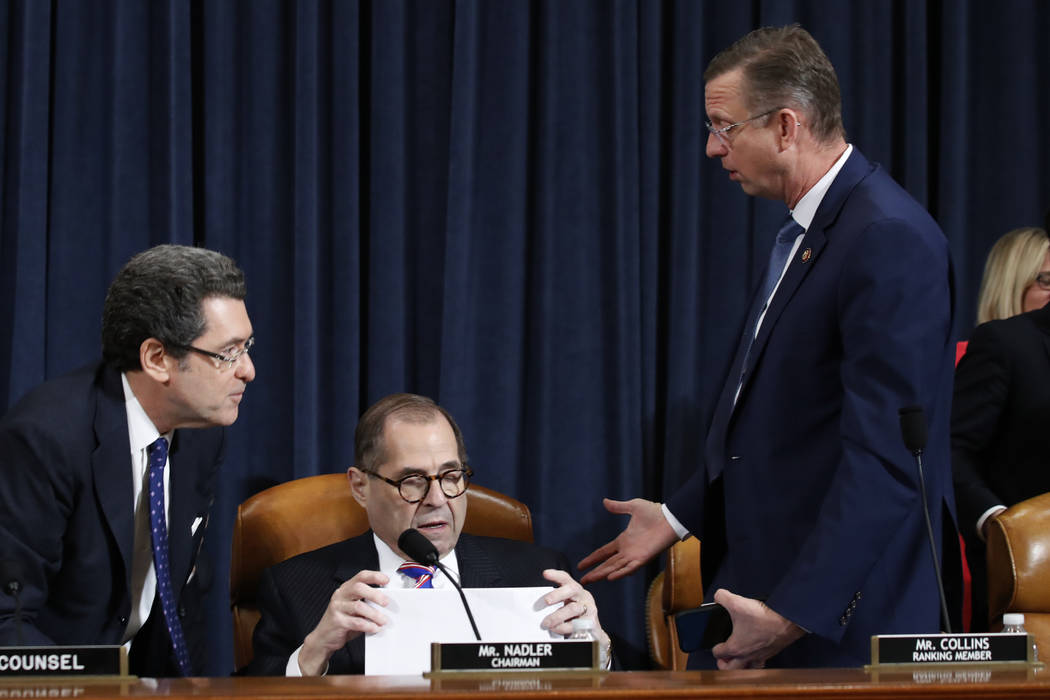 House Judiciary Committee Chairman Rep. Jerrold Nadler, D-N.Y., center, and House Judiciary Com ...