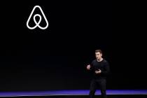 In a Feb. 22, 2018, file photo Airbnb co-founder and CEO Brian Chesky speaks during an event in ...