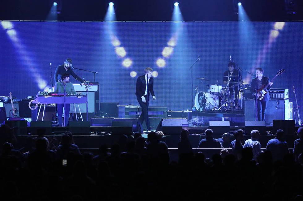 Rock band Spoon perform on stage at the 2018 iHeartRadio ALTer EGO festival at The Forum on Fri ...