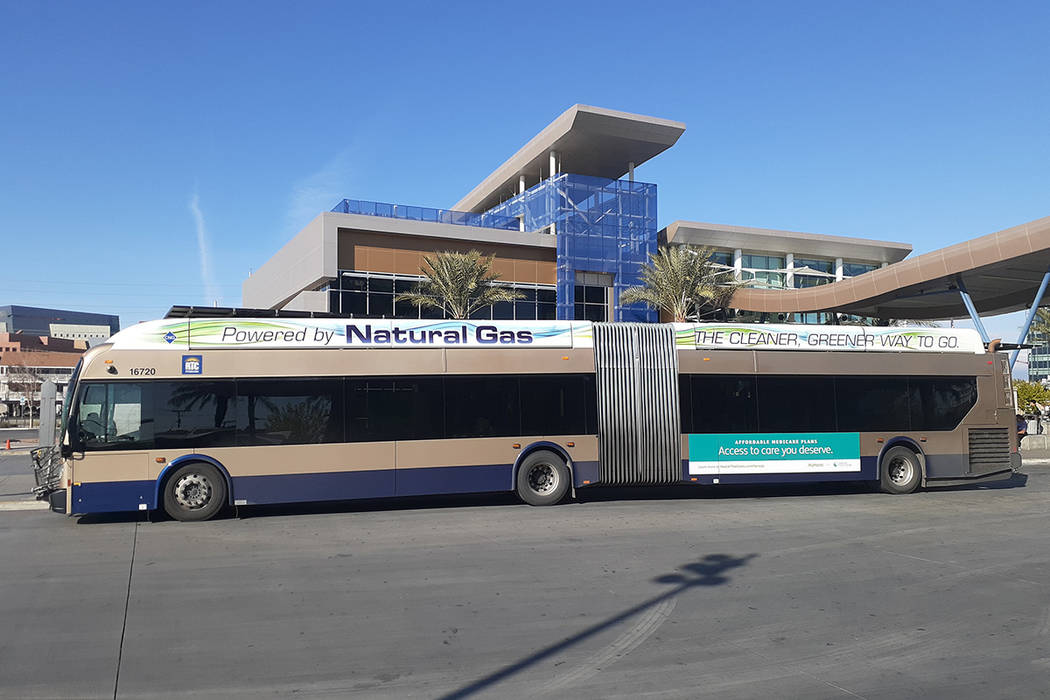 A Regional Transportation Commission of Southern Nevada bus awaits passengers Thursday, Dec. 5, ...