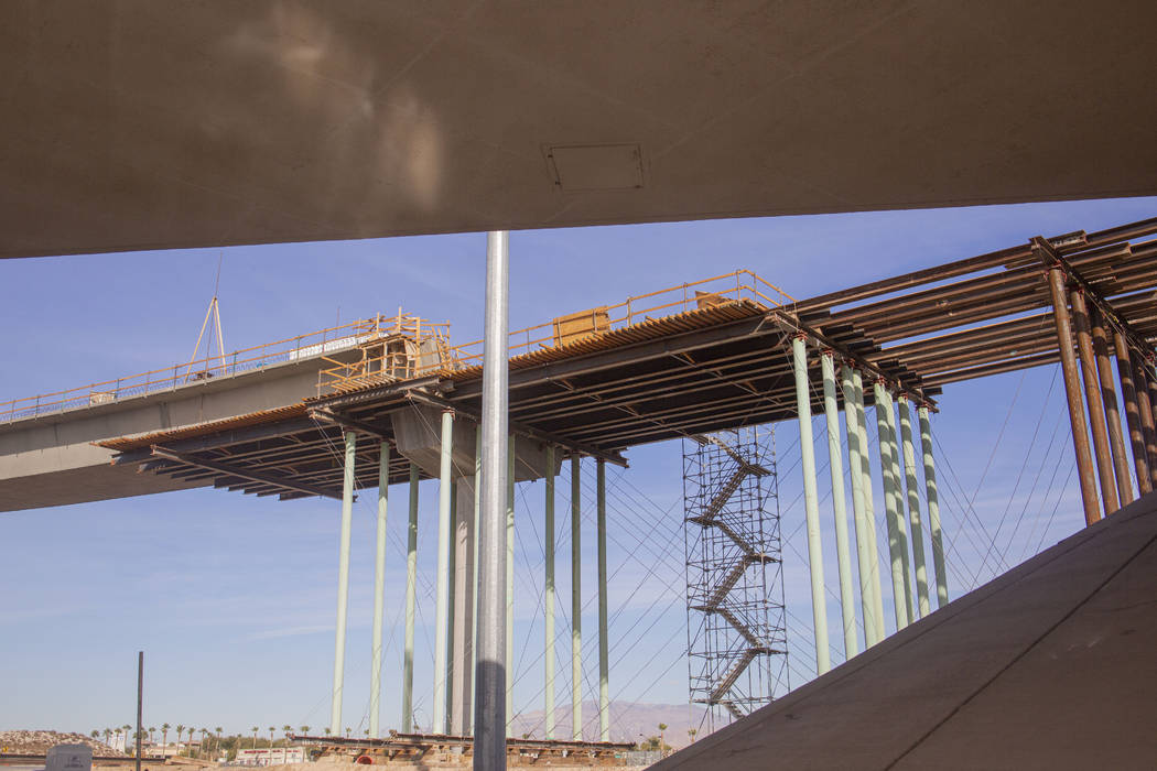 Construction continues on the Centennial Bridge linking the eastbound 215 Beltway with southbou ...