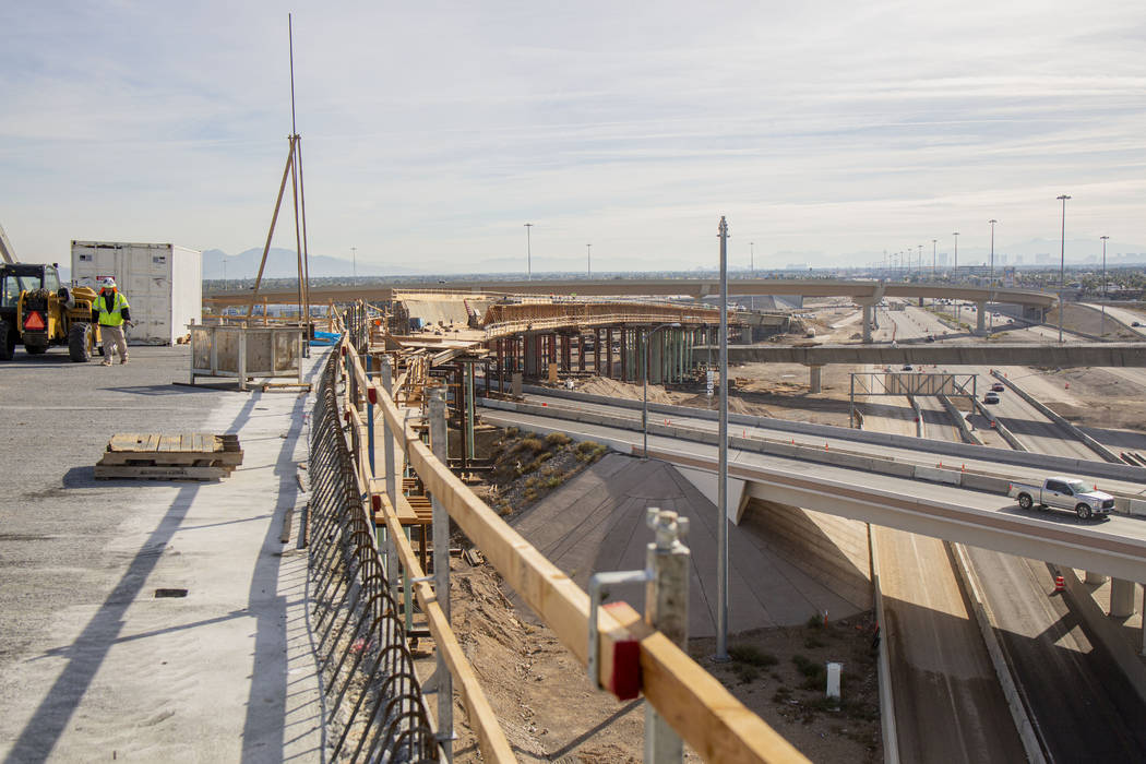 Construction continues on the Centennial Bridge linking the eastbound 215 Beltway with southbou ...