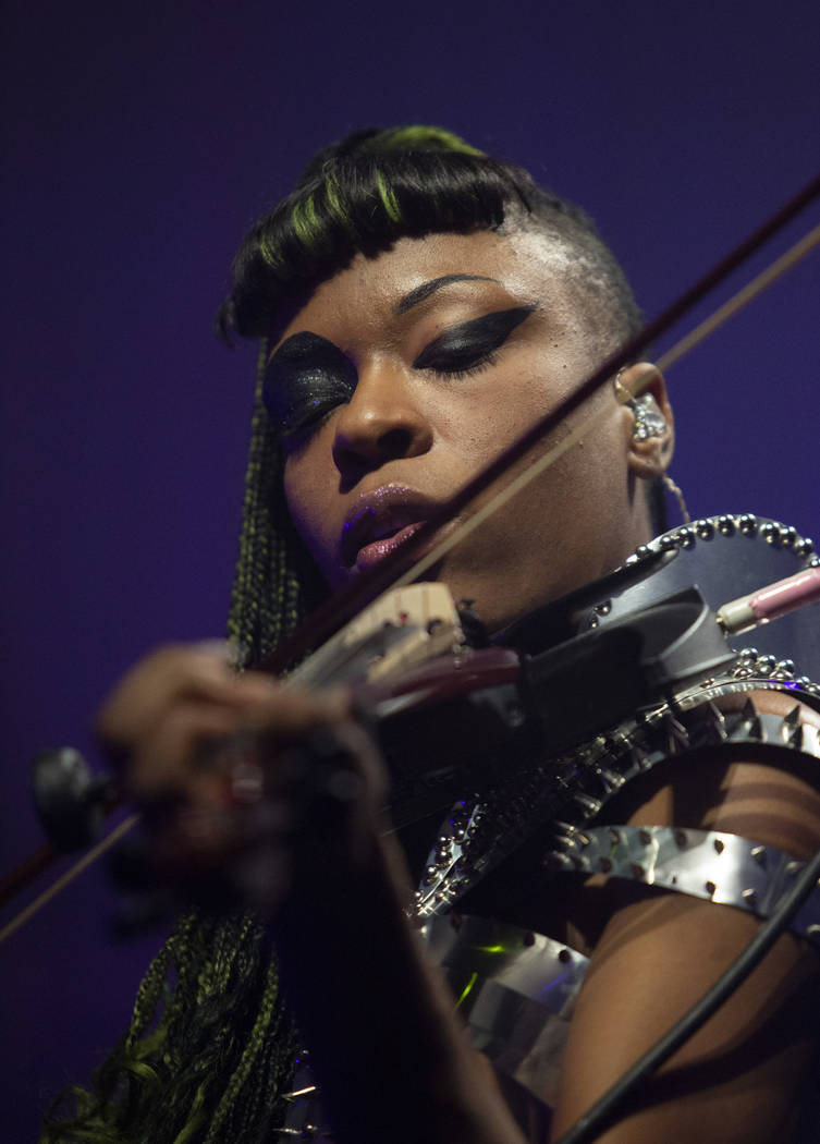 Sudan Archives plays electric violin during her set at Intersect Festival on Friday, Dec. 6, 20 ...