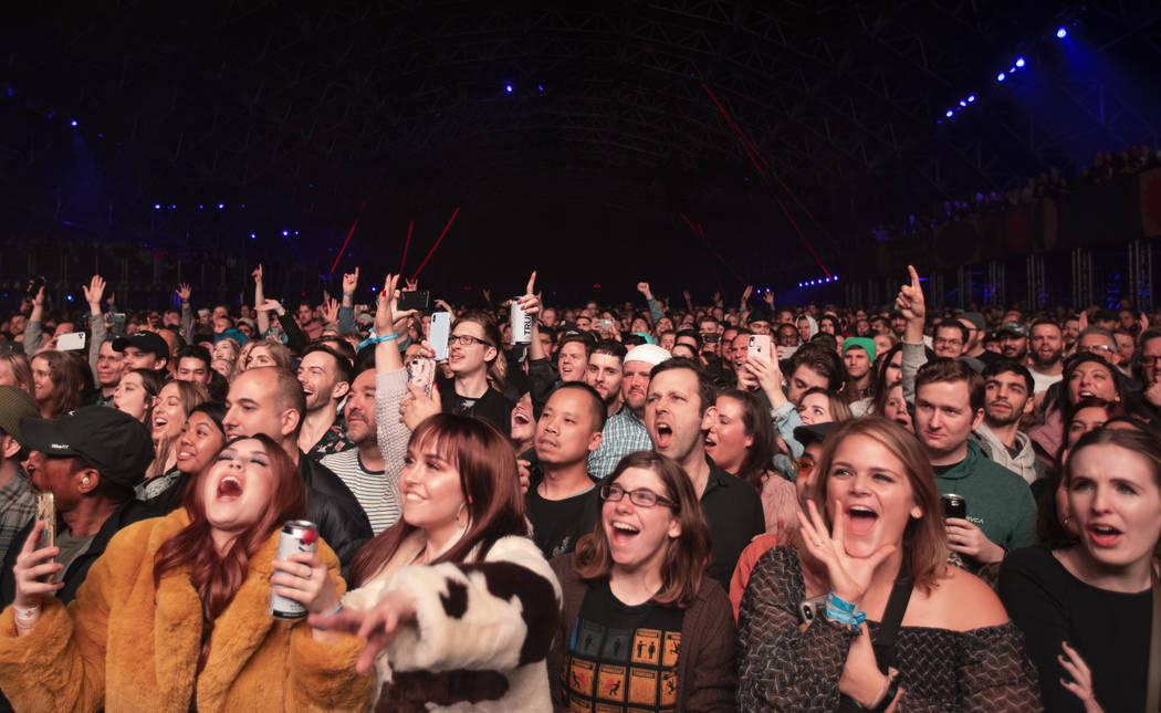 The crowd goes wild for Kacey Musgraves at Intersect Festival on Friday, Dec. 6, 2019, in Las V ...