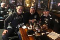 Brothers and lifetime Raiders fans (L-R) Terry, James and Jerry Cunningham gather at Ricky’s ...