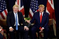 President Donald Trump meets with British Prime Minister Boris Johnson at the United Nations Ge ...