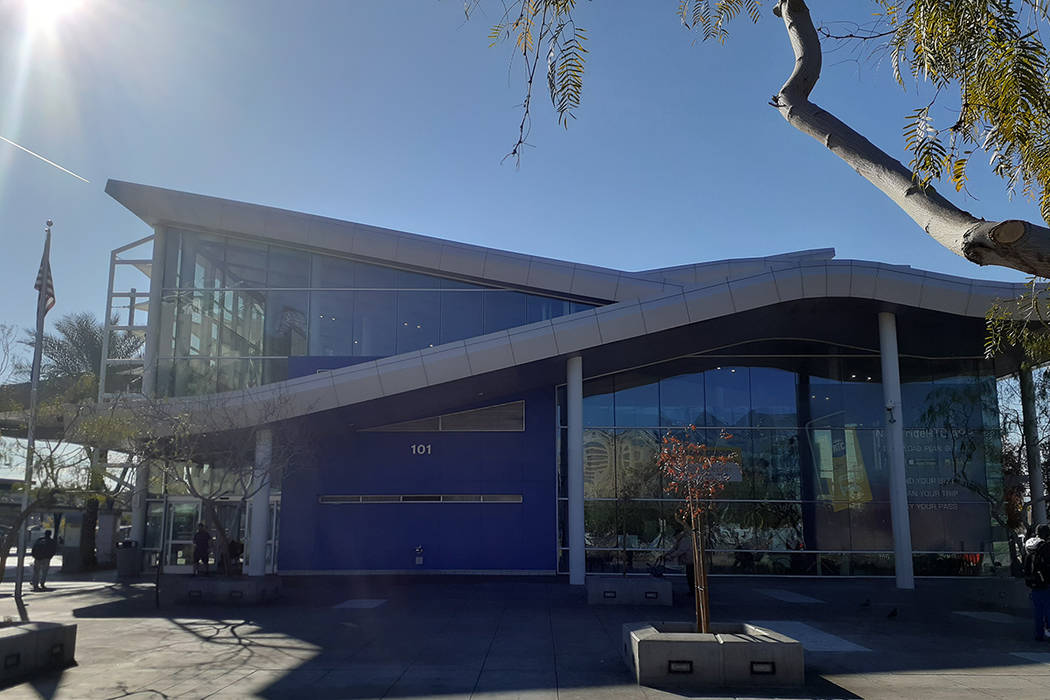 The Bonneville Transit Center is seen Thursday, Dec. 5, 2019, in downtown Las Vegas. (Tony Garc ...