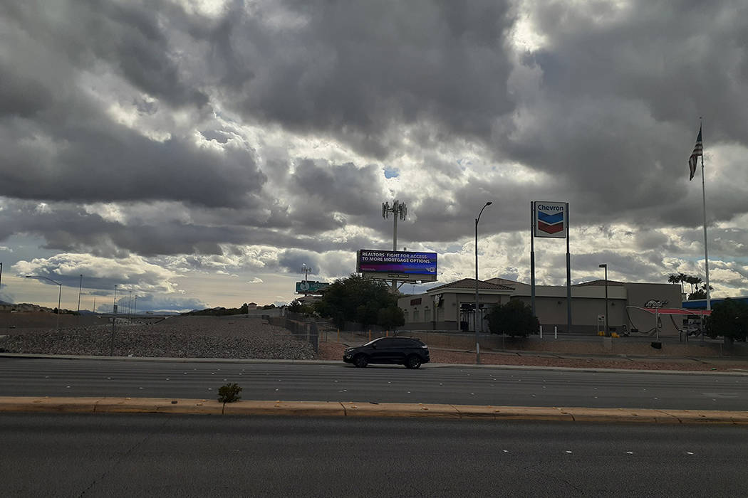 Clouds move in Sunday, Dec. 8, 2019, near Windmill Lane and Interstate 215 in Las Vegas. (Tony ...