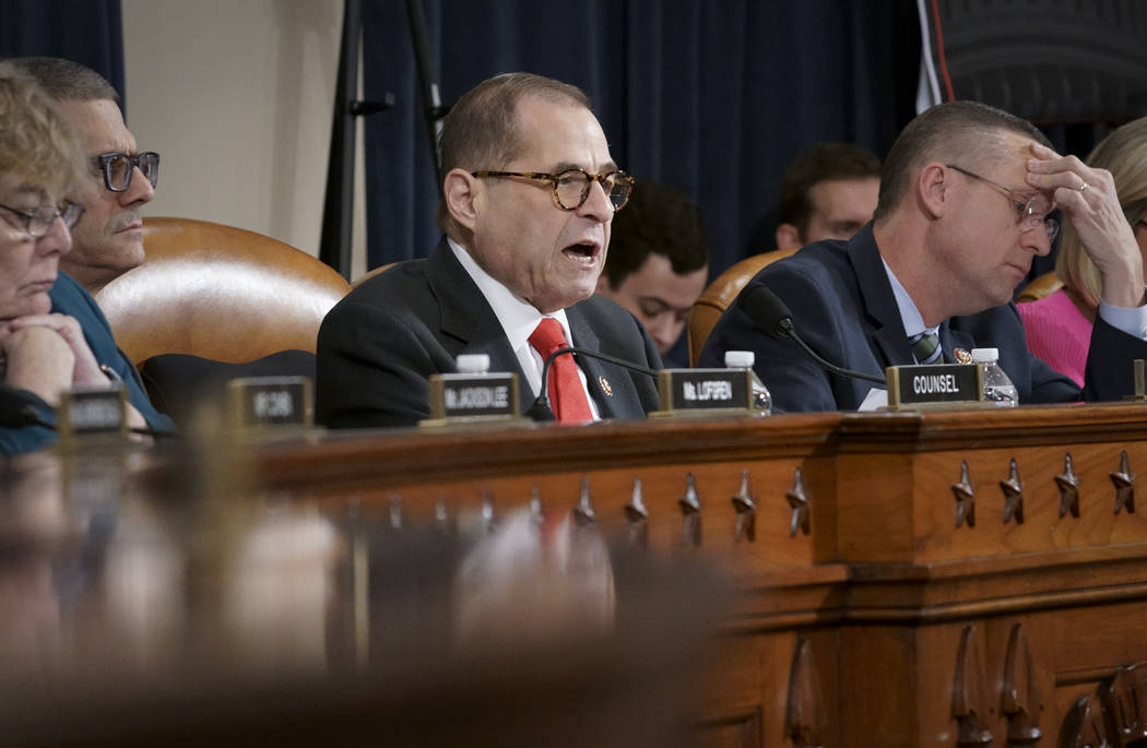 House Judiciary Committee Chairman Jerrold Nadler, D-N.Y., joined at right by Rep. Doug Collins ...