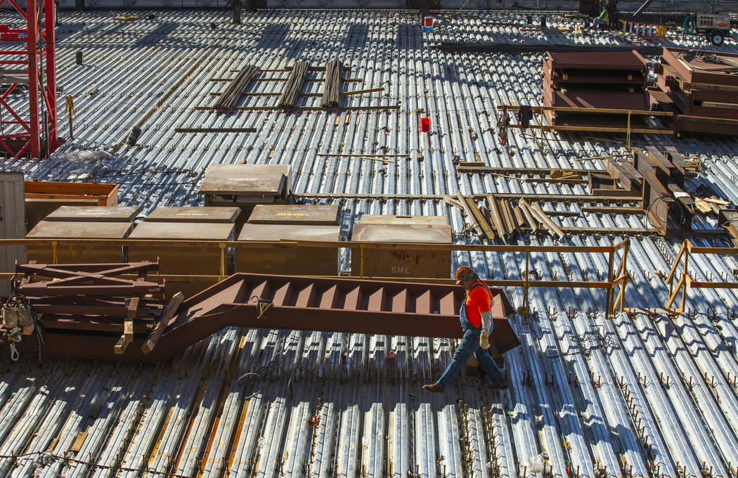 The pool area is taking shape during a construction tour of the Circa on Monday, Dec. 9, 2019, ...