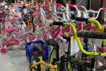 Some of the 700 bikes collected by Las Vegas police and the local charity Superheroes 4 Sully a ...