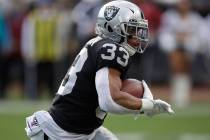 Oakland Raiders running back DeAndre Washington (33) against the Tennessee Titans during an NFL ...
