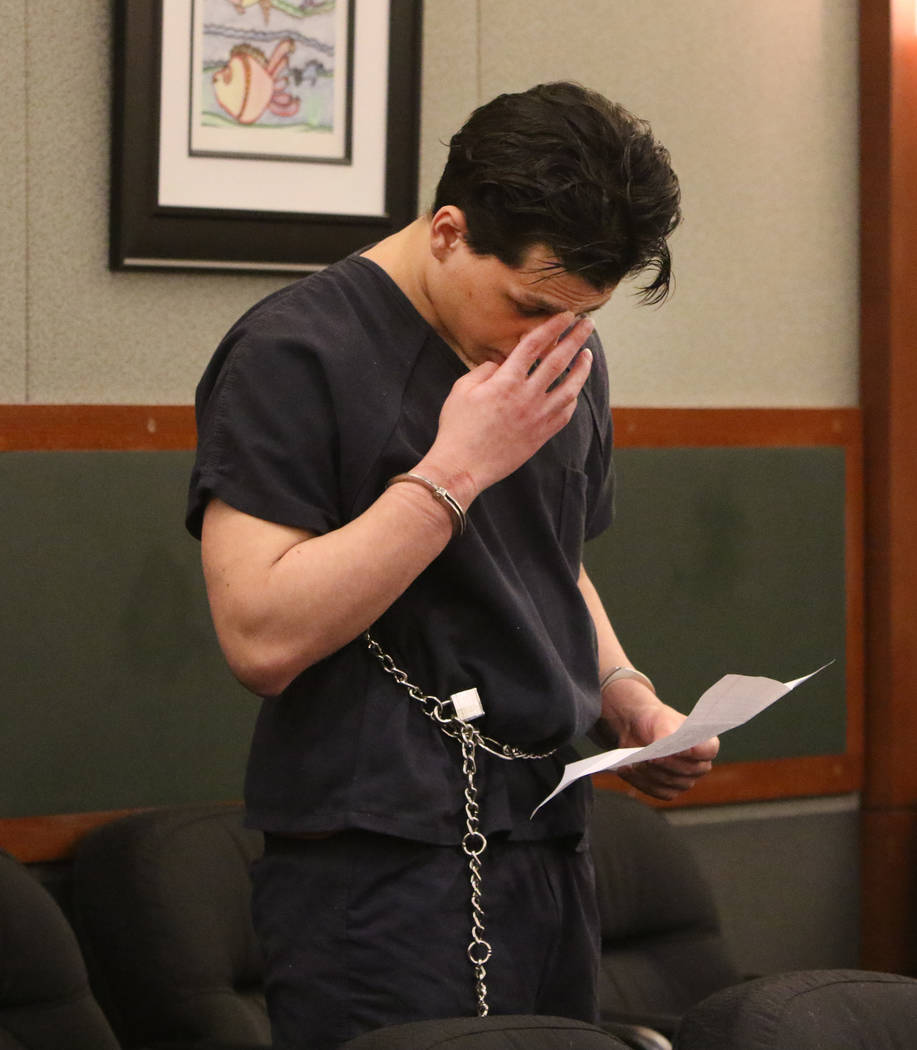 Jaiden Caruso, convicted in the June 2018 slaying of Matthew Minkler, 17, reads his statement t ...
