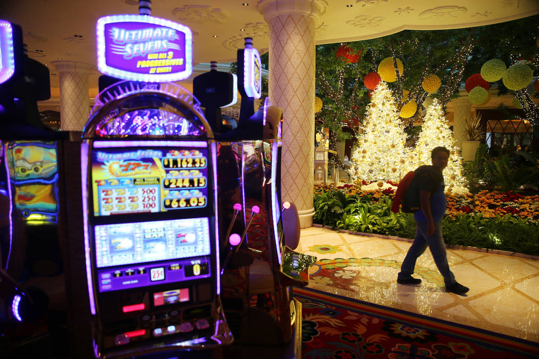 Holiday decor at the Wynn casino-hotel in Las Vegas, Friday, Dec. 6, 2019. (Erik Verduzco/Las V ...