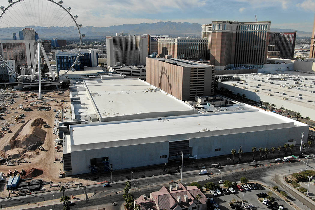An aerial view of the 550,000 sq. ft. Caesars Forum conference center on Wednesday, November 6, ...