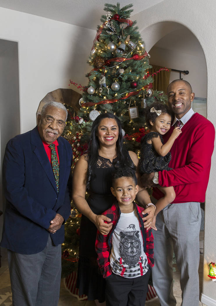 Dr. Sheldon Jacobs, right, daughter Arianna, 3, son Jayden, 6, wife Nicole and grandfather Winf ...